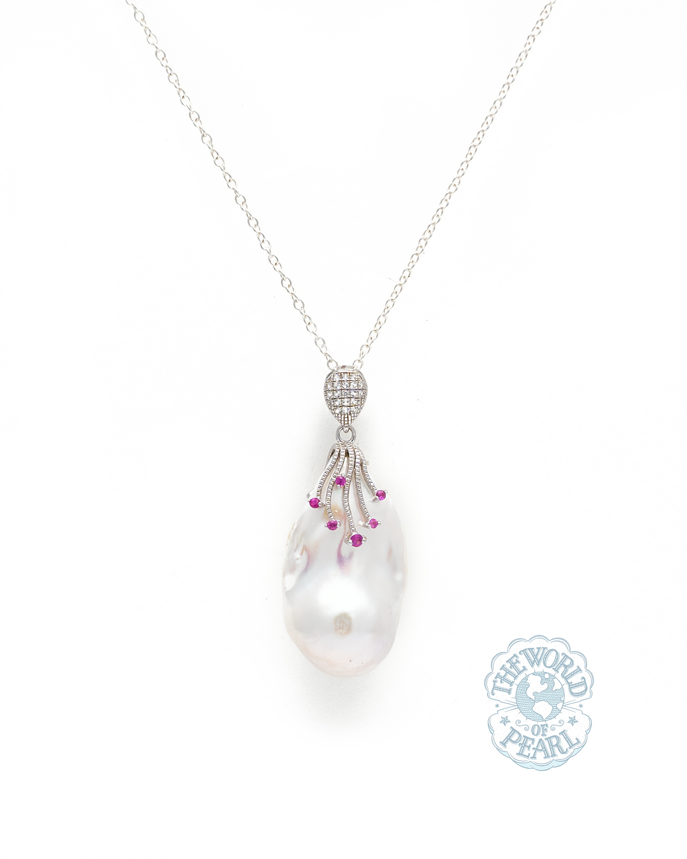 Gem Perfect Baroque Pearl pendant -ruby and pearl- the world of pearl